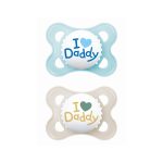 MAM Original Ι Love Daddy Πιπίλα Σιλικόνης Μπλε-Εκρού 115SB1c 2-6 μηνών