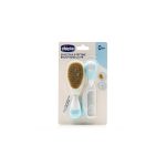 Chicco Brush & Comb Σιέλ 0+ Μηνών Σετ Βρεφική Βούρτσα με Φυσική Τρίχα & Χτένα
